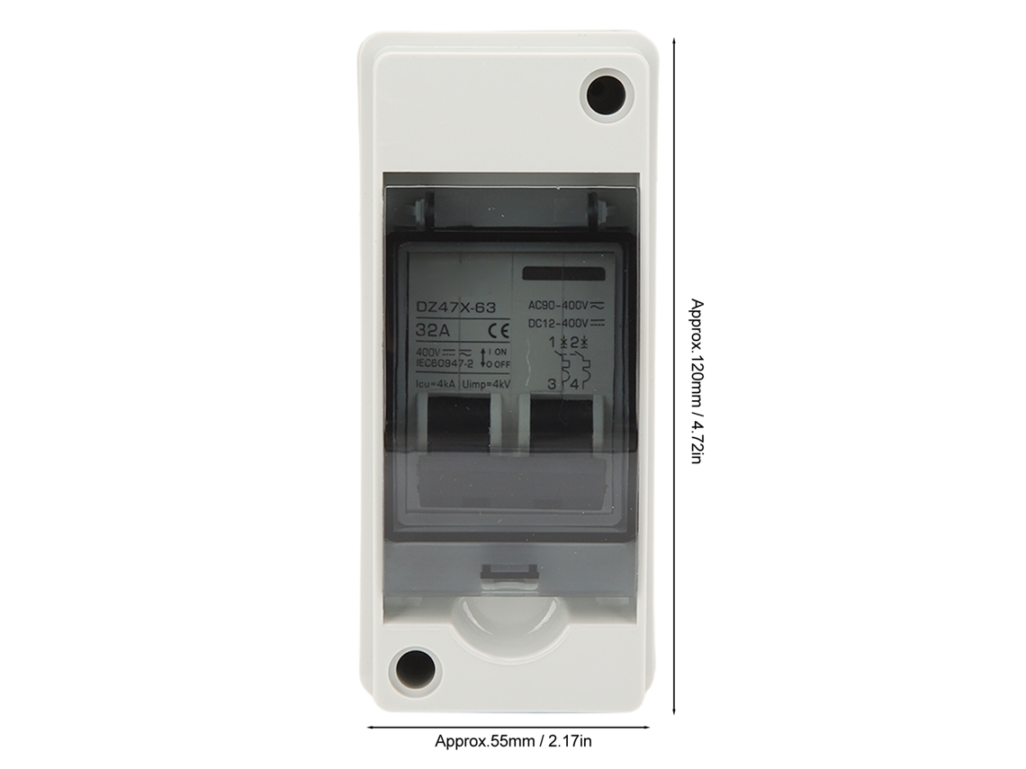 Laxiscreed Disjuntor 2p Miniatura Para Sistemas Dc 12v A 400v E Ac 90v A 400v, Ideal Para Painéis Solares E Rvs