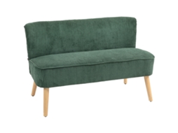 Sofá Estofado De 2 Lugares, Madeira, Poliéster Aveludado, Espuma, 117 X 56,5 X 77 Cm, Verde