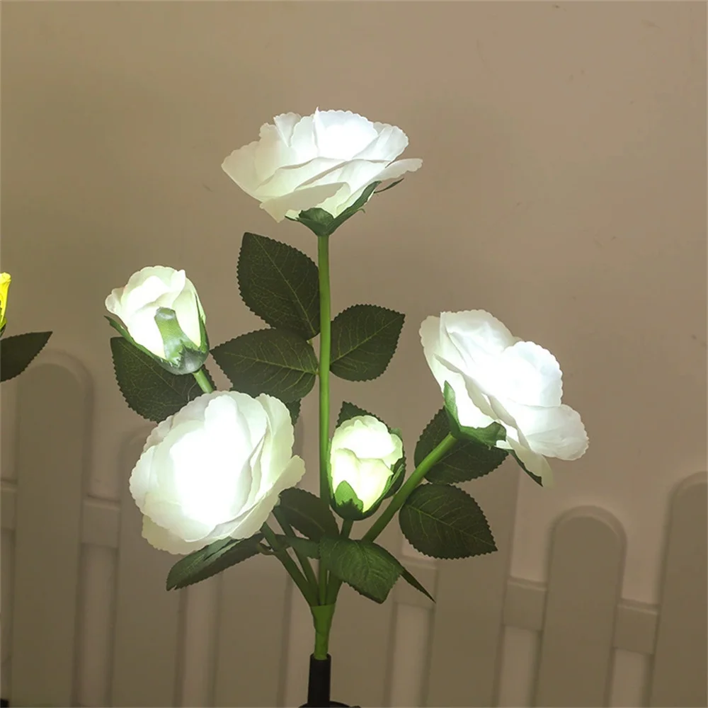 (branco) Lâmpada De Rosa Com Energia Solar