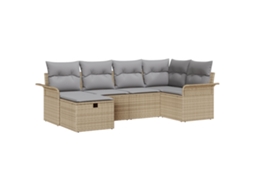 Conjunto 6 Sofá De Jardim Vidaxl Cinzento Vime Pe (242,5 X 132,5 X 85 Cm)