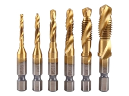 6 Peças De Brocas E Tarros Métricos M3-m10 Hss Revestido Com Titânio 1/4" Hexagonal Para Furadeira E Rosqueamento Máquina