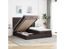 Vidaxl Estrutura De Cama Otomana Com Colchões Tecido Castanho Escuro