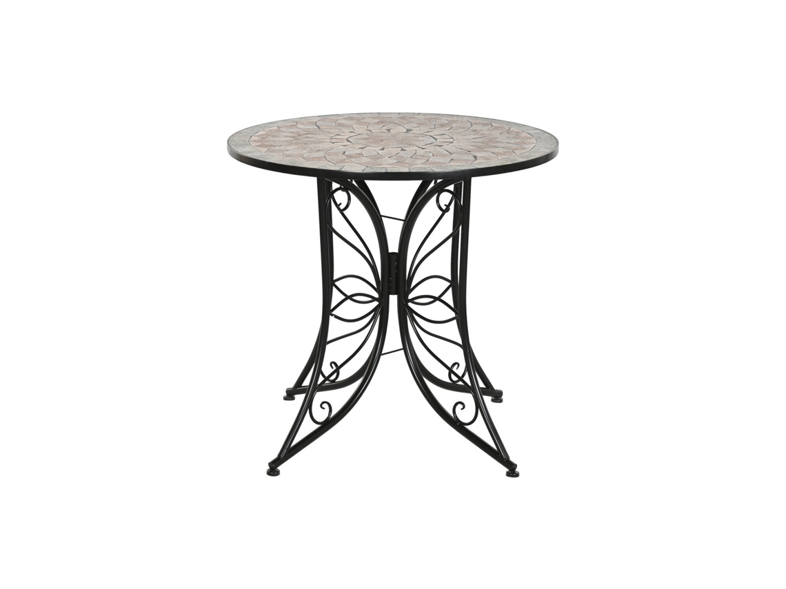 Mesa de Jantar Redonda, em Metal e Cerâmica, Preta, 80x80x76cm ALEXANDRA HOUSE LIVING