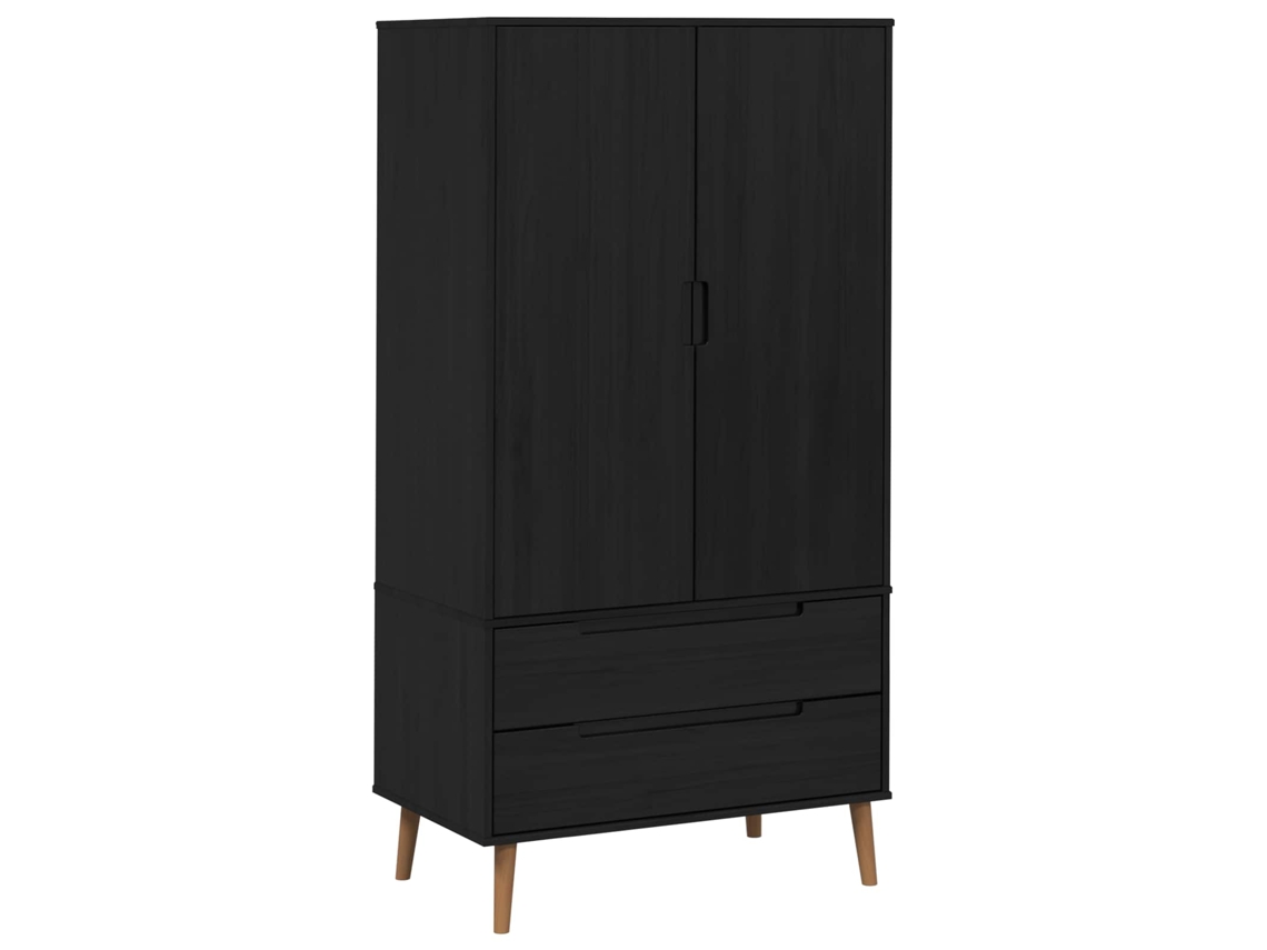 Conjunto 1 Armazenamento Para Guarda-roupa Vidaxl Preto Madeira De Pinho Maciça (90 X 55 X 175 Cm)