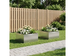 Vidaxl Vaso De Jardim 2 Unid. Prateado 80 X 80 X 40 Cm Aço Inoxidável