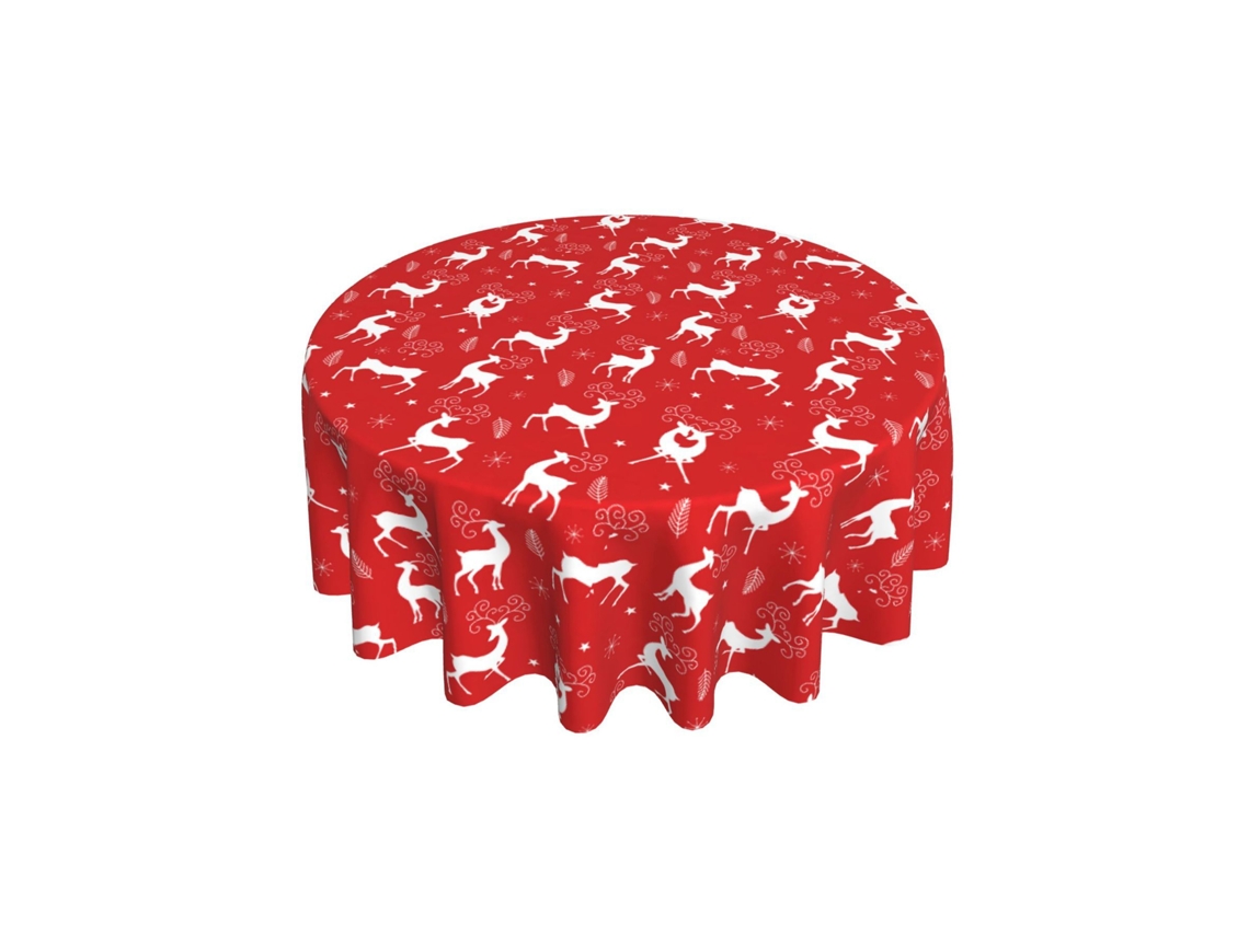 Laxiscreed Toalha De Mesa Redonda Com Estampa De Veado Branco, 150cm Para Uma Decoração Elegante