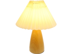 Abajur De Mesa Madeira Com Cúpula Plissada, Luz Suave E Difusa, Base De Madeira Natural Para Quarto E Mesa Cabeceira