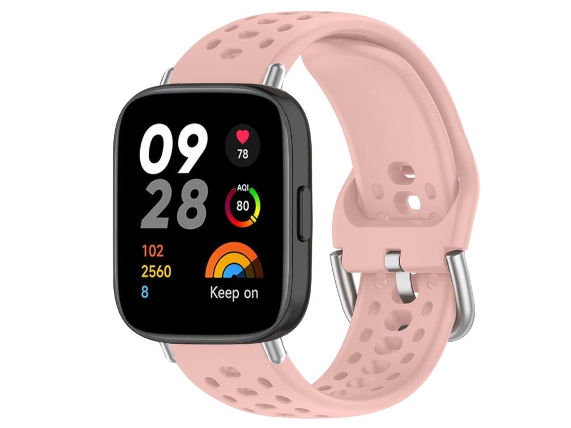 Bracelete para Redmi Watch 3 Esportivo Silicone com Fivela Prateada Rosa XIAOMOYU