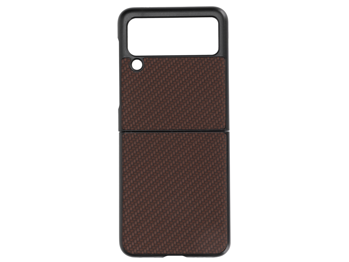 Aetheria capa de Telefone para Samsung Galaxy Z Flip 3 com Padrão de Fibra de Carbono Proteção Anti choque Marrom