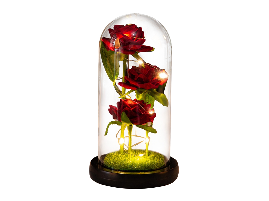Ornamento Rosa Cúpula Vidro Luz LED Presente MARCA