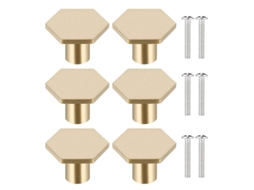 2026-6 Manejos De Latón Hexagonal Para Armarios, Cajones Y Puertas De Muebles, Knobs De Gabinete