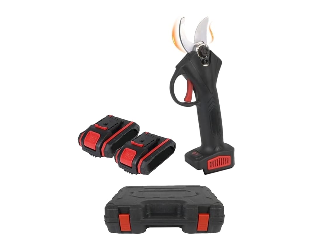 Tesoura De Podar Elétrica Klack 48v - 2 Baterias, Lâmina De Aço Sk5, Corte Progressivo 30mm E Mala