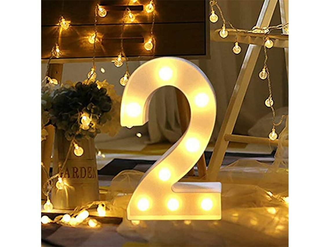 Luminárias com Números, Luzes de Sinalização com Letras e Números para Decoração Casamentos, Aniversários, Festas de Natal, Luzes Noturnas BRILVIBERA
