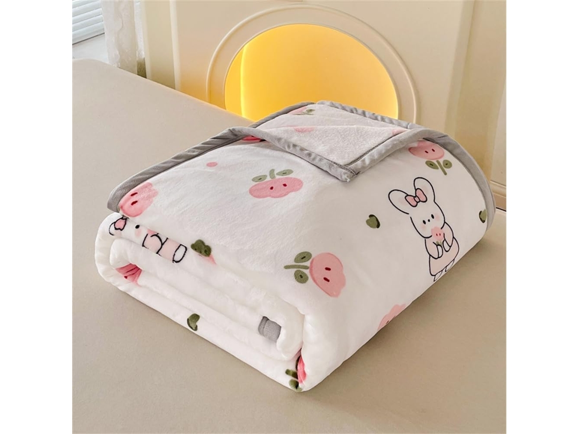 Manta de Flanela Lã com Estampa Floral Fansu Microfibra Macia e Quente para o Inverno Colcha Fofa Quarto Sofá
