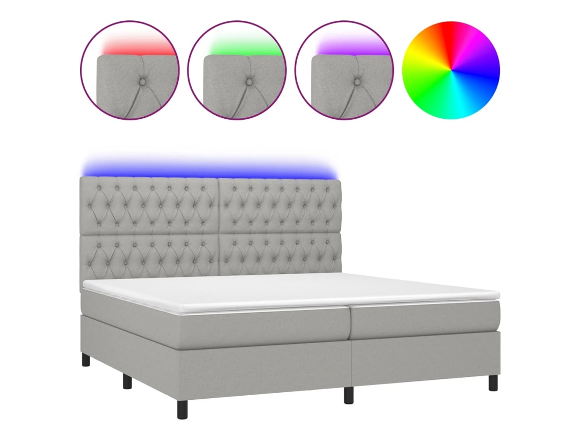 Box Spring Bed, Box Spring Beds Vidaxl Cinzeto Tecido (200 X 200 Cm)