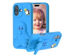 Capa Penguin Para Iphone 17 Com Suporte Integrado E À Prova De Choque Em Eva - Azul