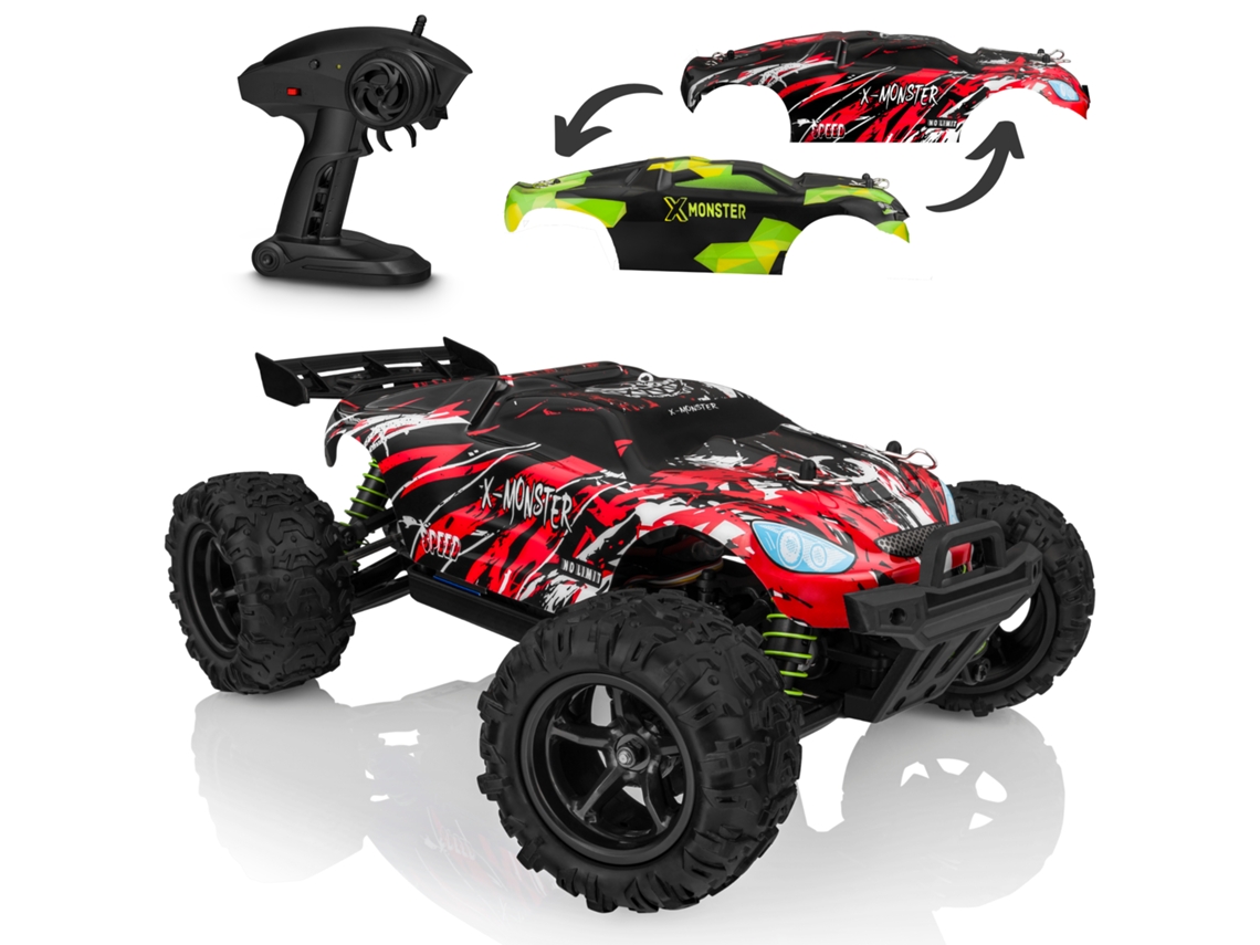 Carro Telecomandado Rc OVERMAX X monster 3.5 Monster Truck 4x4 30kmh Suspensão Off Road 2x Baterias Vermelho