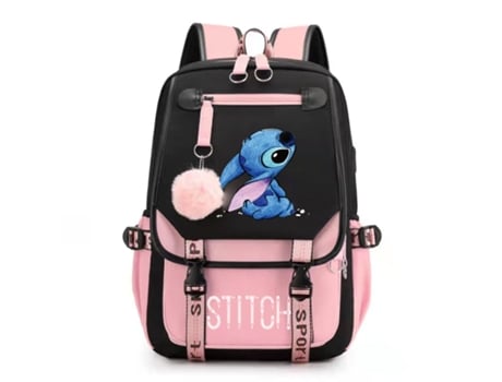 Mochila de ponto de mochila mochila de ponto de estudante mochila de ponto de escola USB mochila de carga de 16 polegadas Rosa