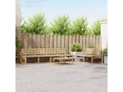 Vidaxl Conjunto De Sofás Para Exterior 7 Pcs Branco E Bege