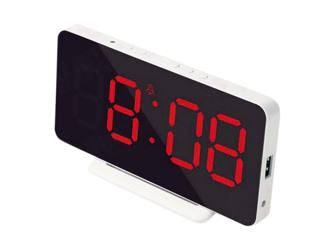Relógio Alarme Mesa Cabeceira Espelho Led Ajustável