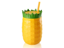 Caneca Plástica com Canudo de Forma de Fruta Isolante a Frio | S/MARCA