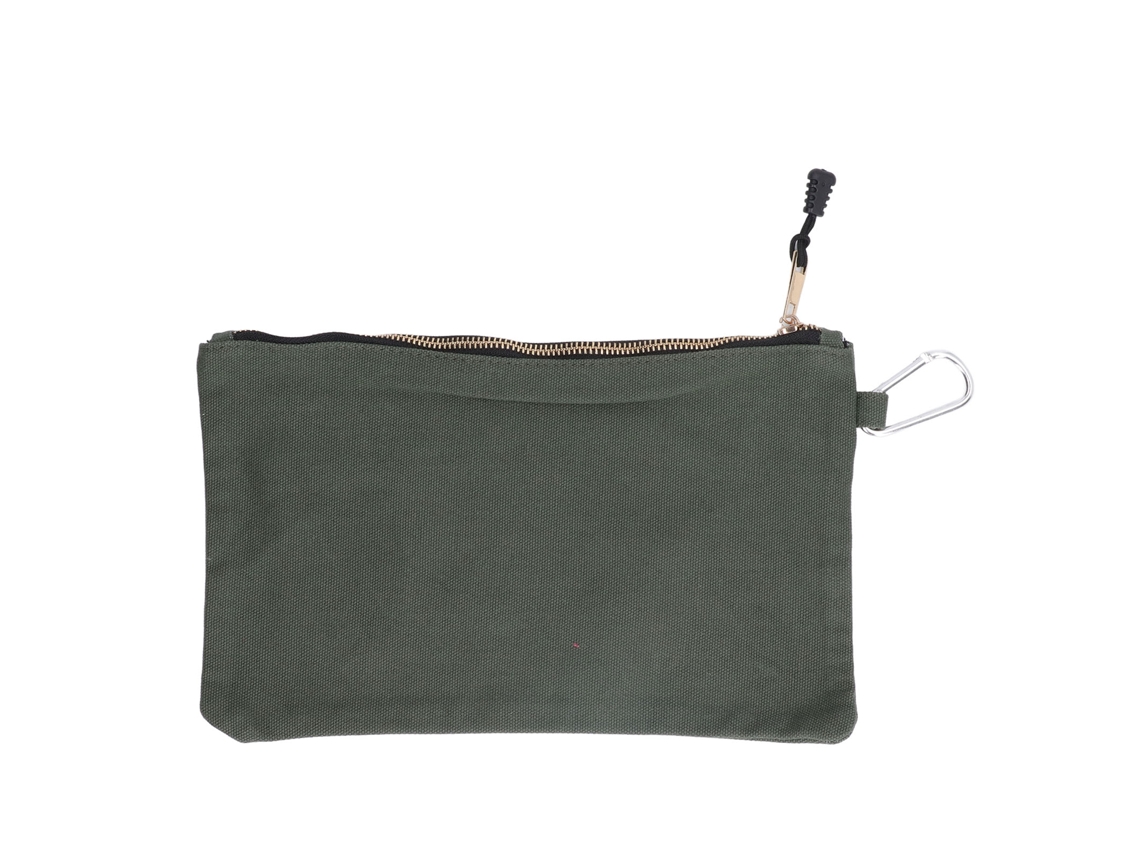 Bolsa De Ferramentas Com Fecho Zipper Multiuso De Lona Impermeável Portátil Com Mosquetão Para Armazenamento Cor Verde Oliva