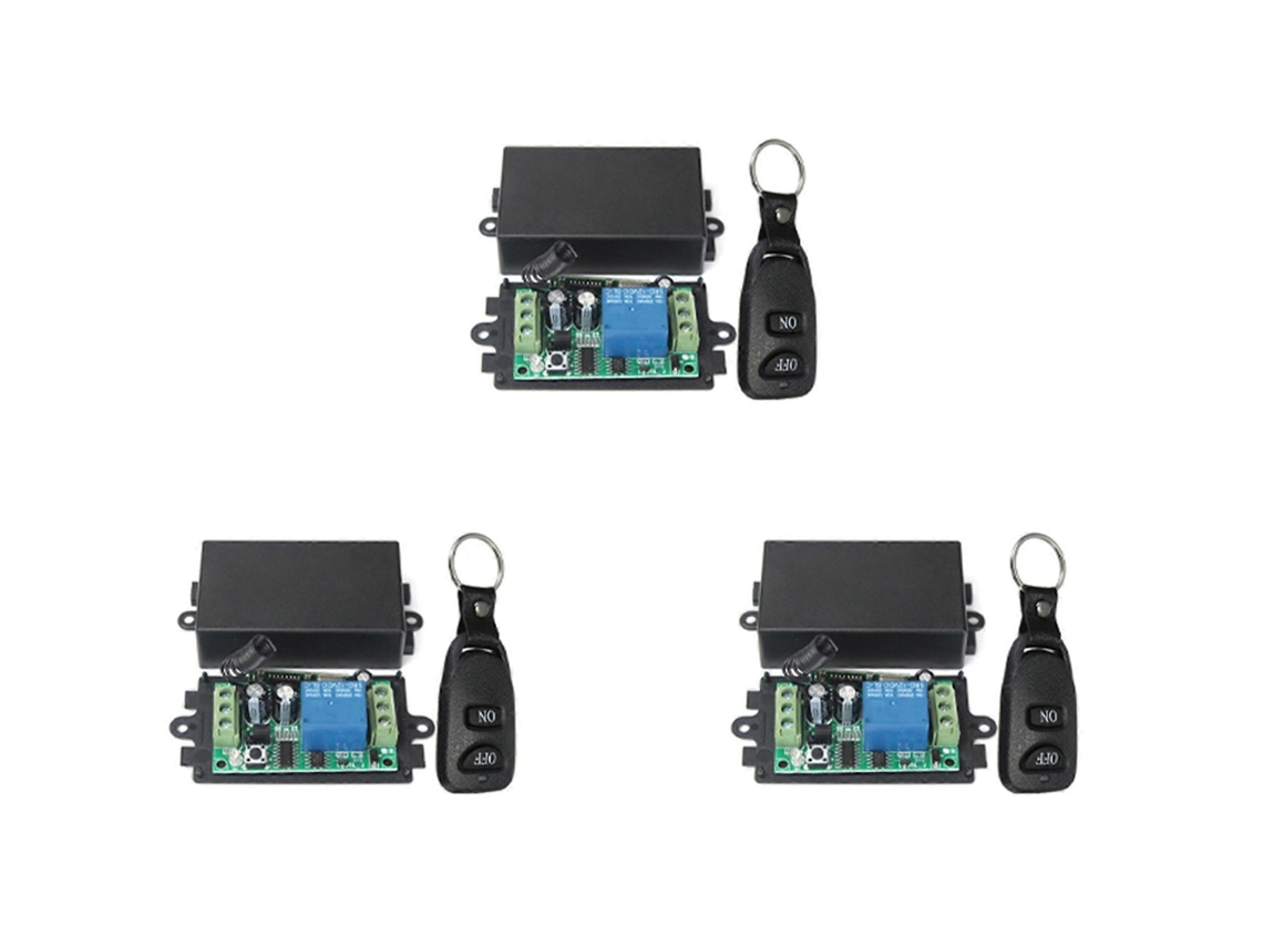 Sistema De Controle Remoto Sem Fio 3x Dc 12v 10a 1 Canal, Receptor E Transmissor, 2 Botões, À Prova D'água, 433 Mhz