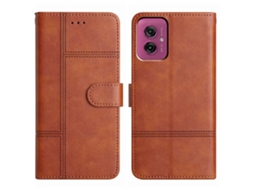 Capa Para Celular Motorola Moto G55 Em Couro Com Textura De Couro Bovino E Costura Aparente.