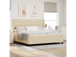 Vidaxl Cama Box Com Cabeceira Creme 200 X 200 Cm Tecido