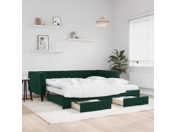 Vidaxl Sofá-cama C/ Gavetão E Gavetas 100x200 Cm Veludo Verde-escuro