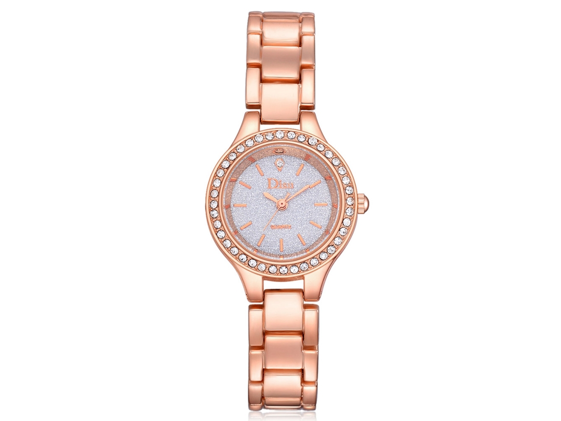 Reloj De Mulher Elegante De Quartzo Com Pedras Rhinestone De Alumínio