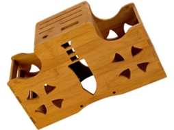 Suporte De Armazenamento Robusto E Multifuncional Em Bambu Marrom Com Design Simples.