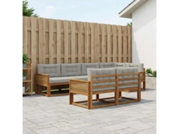 Vidaxl Conjunto De Sofás Para Exterior 8 Unid. Natural E Cinza Claro