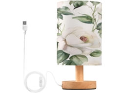 Abajur De Cabeceira Com Estampa Floral Em Aquarela, Portas De Carregaje USB C, Luminária De Mesa Cabeceira, Luminária