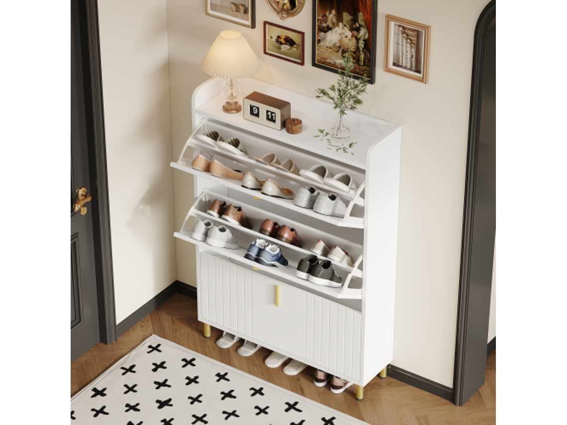 Sapateira Sokndal Com 31 Portas 118x50x15 Cm Metal Azul Escuro En.casa