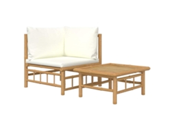 Maison Exclusive - 2 Pcs Conjunto Lounge De Jardim Bambu C/ Almofadões Branco Nata