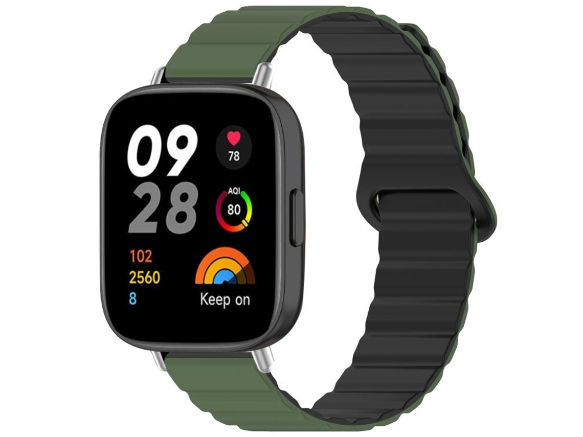 Bracelete para Redmi Watch 3 Silicone Magnético Verde exército e Preto XIAOMOYU