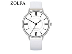 Relógio de Pulso Feminino Fashion com Pulseira de Couro e Movimento de Quartzo Branco