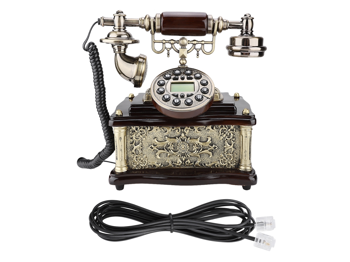 Telefone Antigo Retro Com Pedra Preciosa Branca Imitada