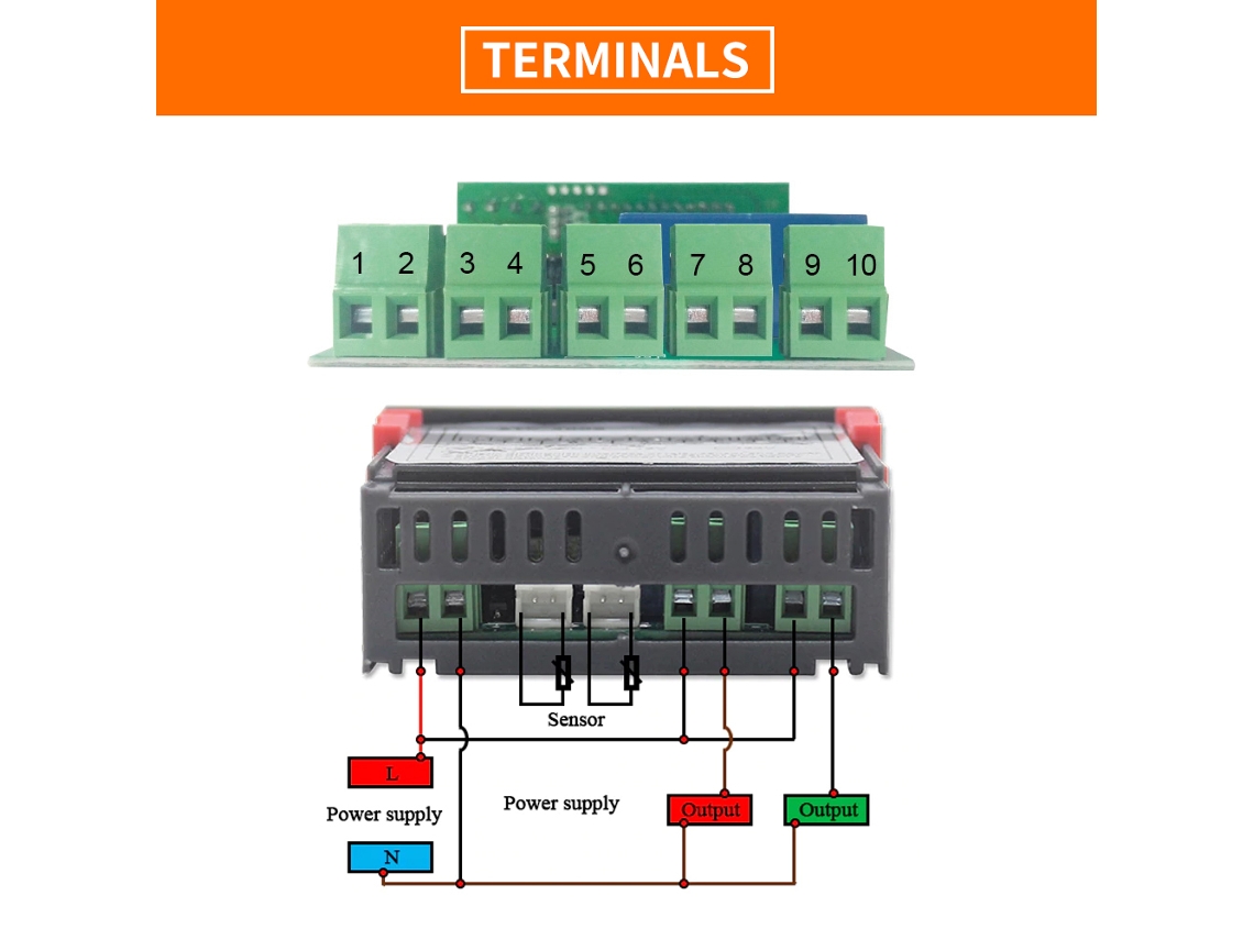 Yuru controlador de temperatura com display dual, sonda Ntc, para incubadora, geladeira, 12V | S/MARCA