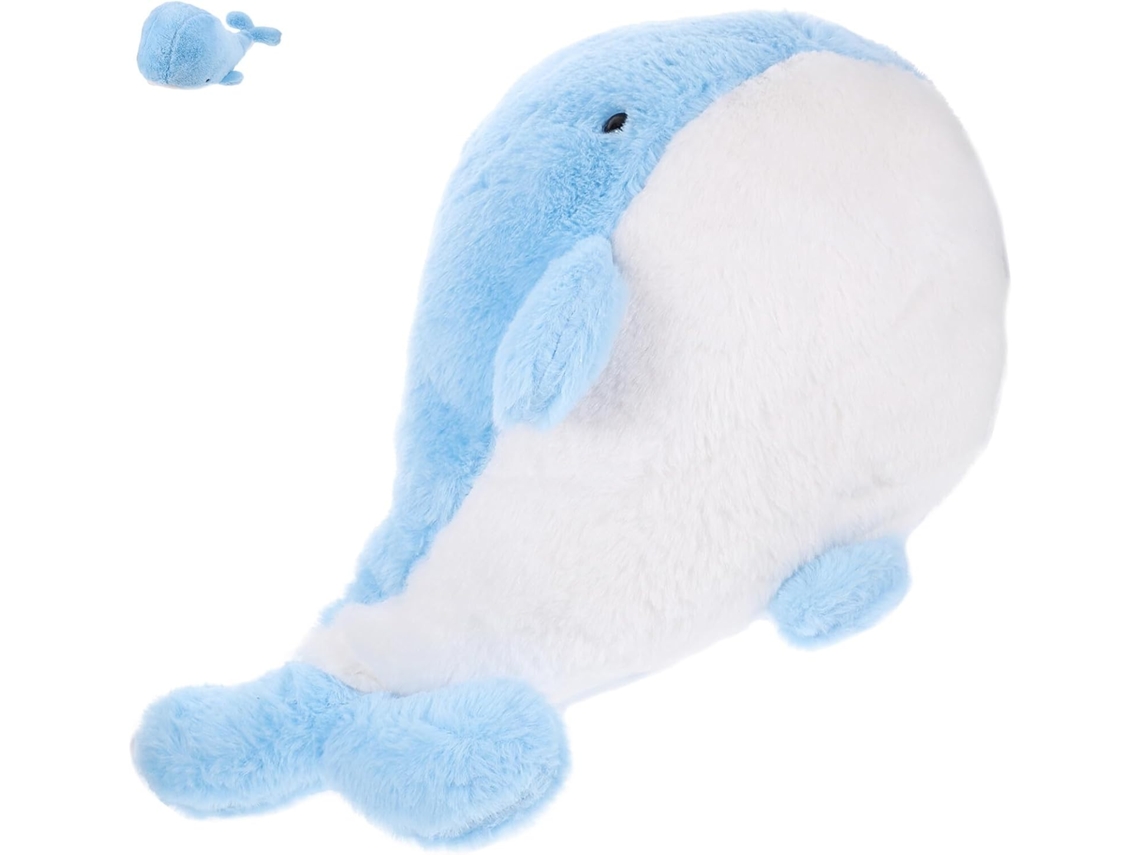 Baleia De Pelúcia Macia 42 Cm, Azul, Ideal Para Decoração Ou Sofá E