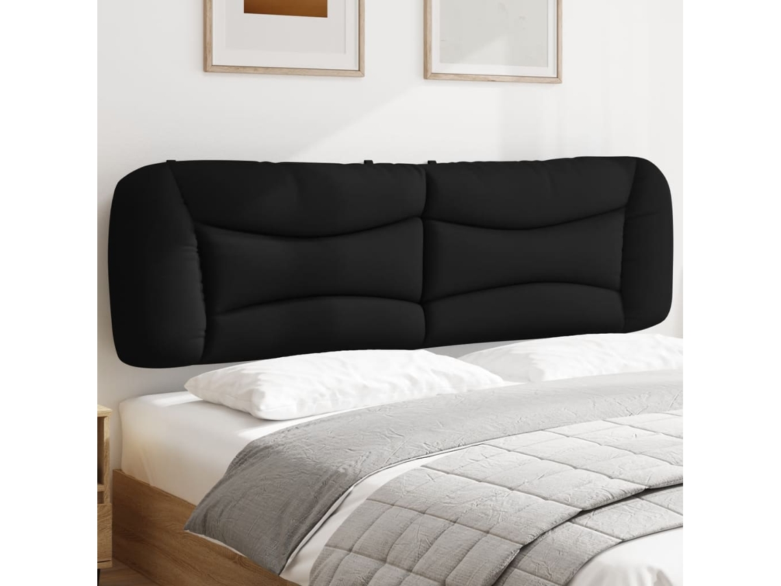 Vidaxl Almofadão De Cabeceira Hvar 180 Cm Tecido Preto