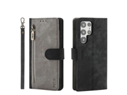 Capa De Couro Com Zíper E Rfid Pola Bicolor Para Samsung Galaxy S22 Ultra 5g