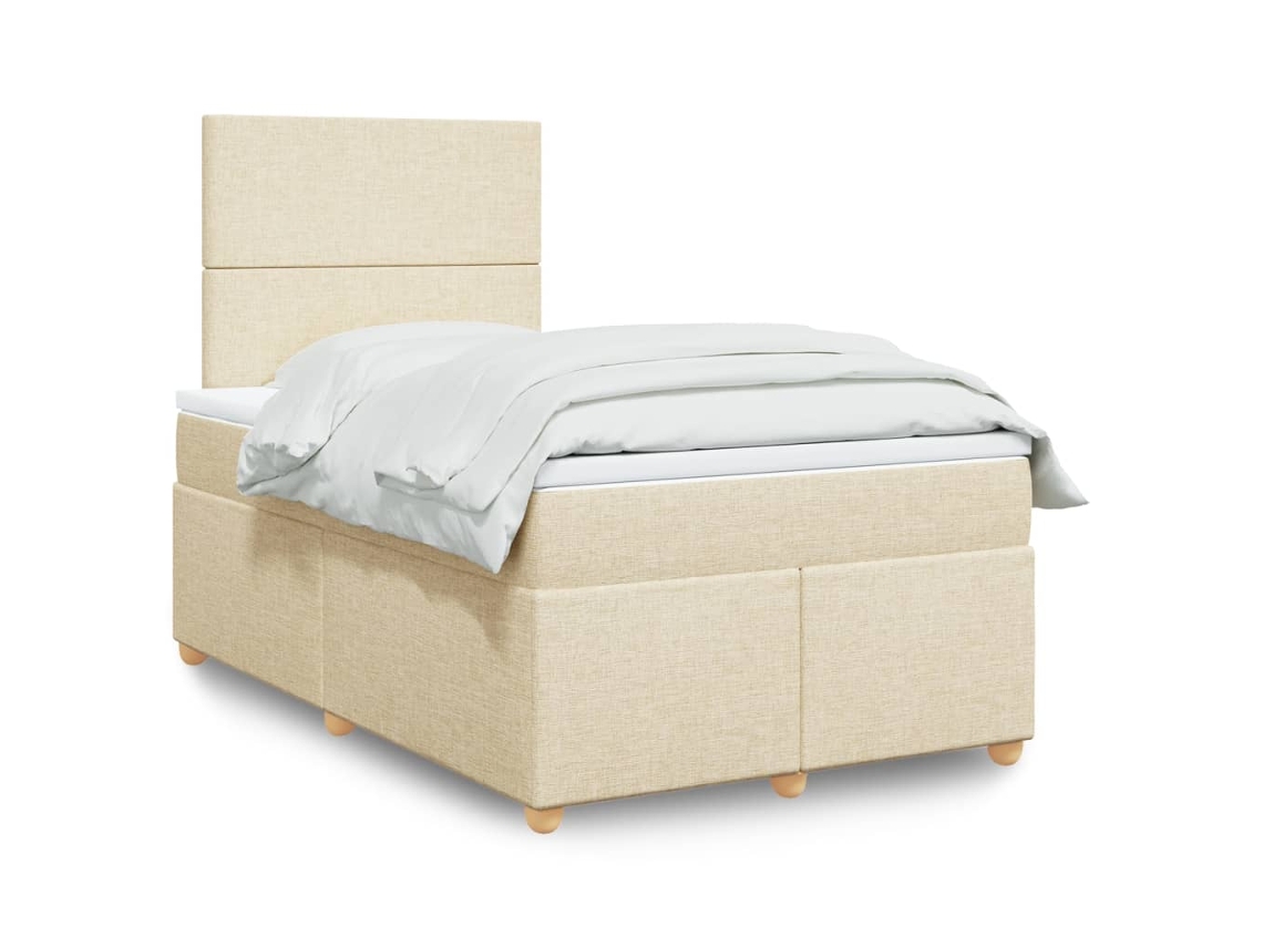 Vidaxl Cama Boxspring Com Colchão 120x190 Cm Tecido Cor Creme