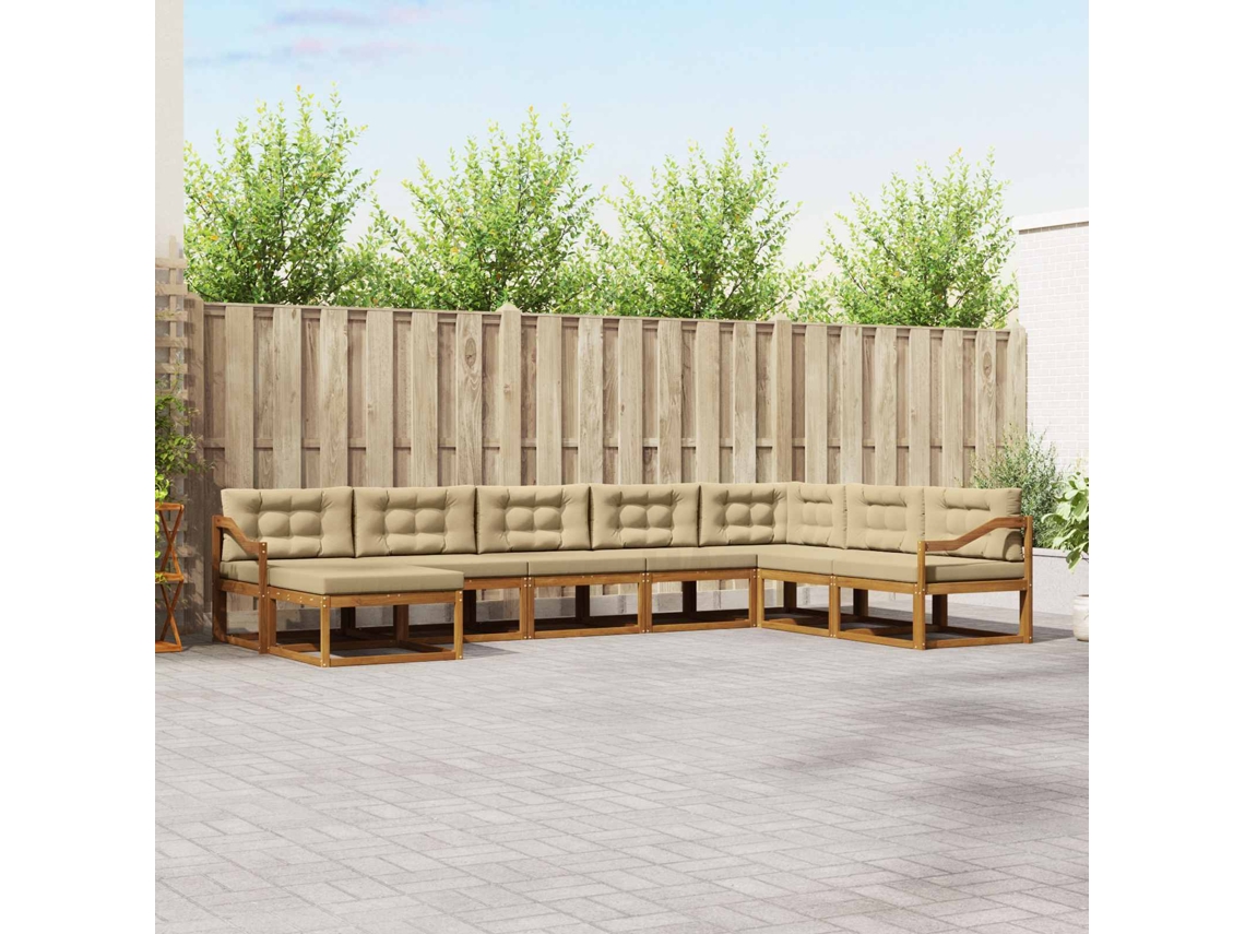 Vidaxl Conjunto De Sofás Para Exterior 8 Unid. Natural E Bege