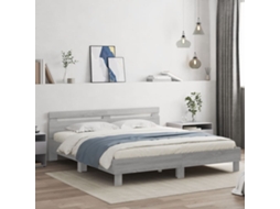 Vidaxl Estrutura Cama C/ Cabeceira/luzes Led 200x200cm Cinzento Sonoma