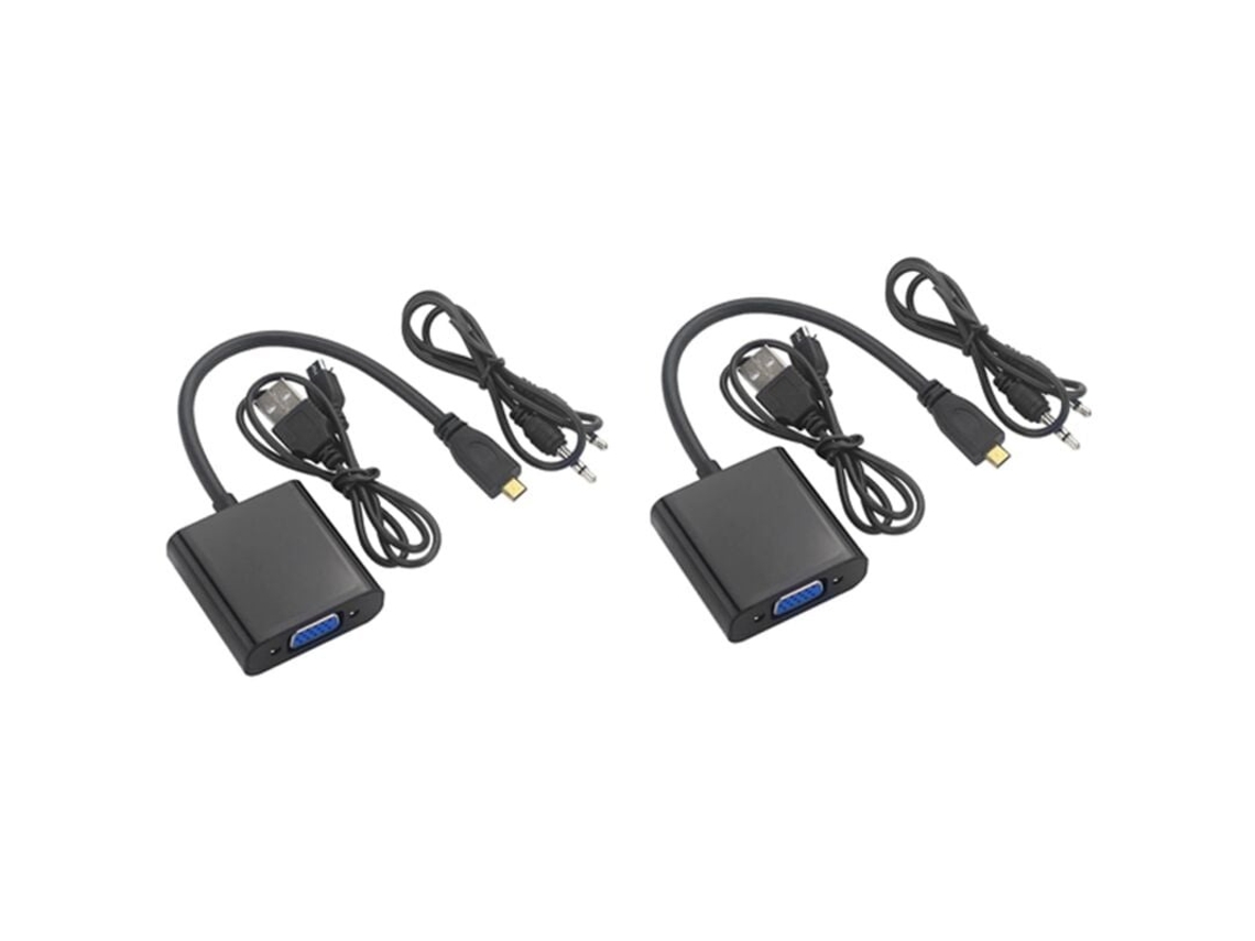 Adaptador Lurelia Cabo VGA para USB, 2 unidades, 1920x1200, 1080p, com áudio, com alimentação, branco