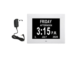 Aetheria relógio Digital Calendário 7 Polegadas Hd Auto Dimmable para Idosos Branco Plug Au 110‑240v