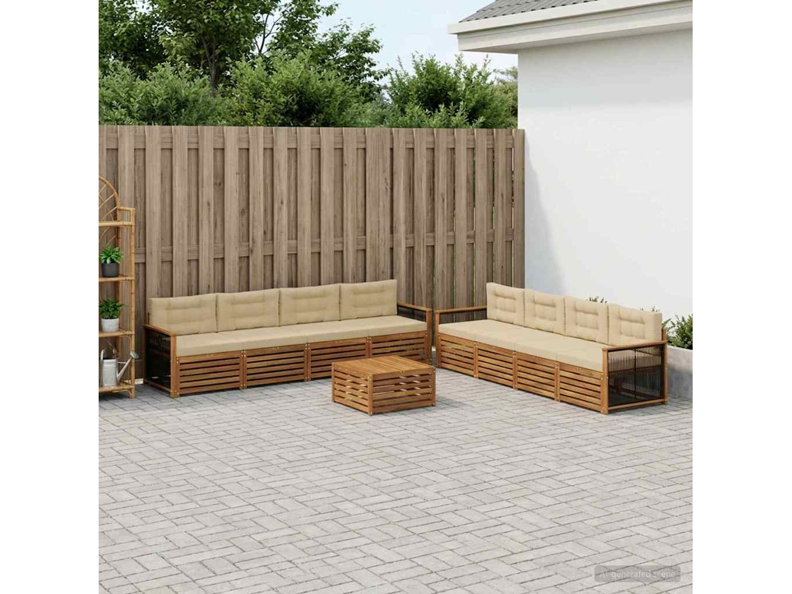 Vidaxl Conjunto De Sofás Para Exterior 9 Unid. Natural E Bege