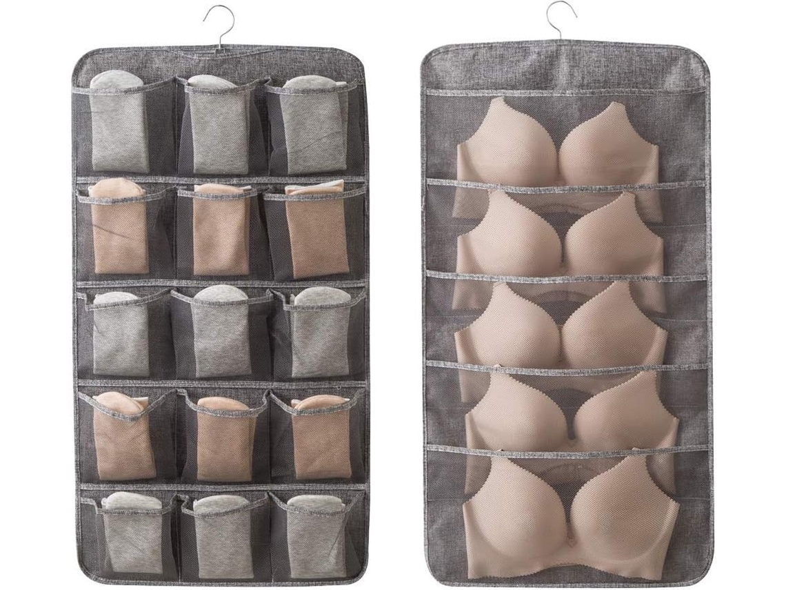 Organizador De Sutiãs, Dupla Face Com 12+18 Compartimentos, Divisória Para Sutiãs No Armário, Organizador De Roupa Íntima Para Pendurar